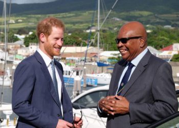 ST. KITTS AND NEVIS GOVERNOR GENERAL MEETS AND GREETS PRINCE HARRY AS HE ALIGHTS FROM ROYAL SHIP