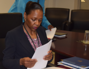 Mrs. Sylvia Gumbs, Deputy Financial Secretary of St. Kitts and Nevis