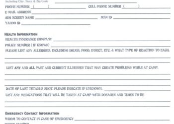 Youth Camp Registration Forms