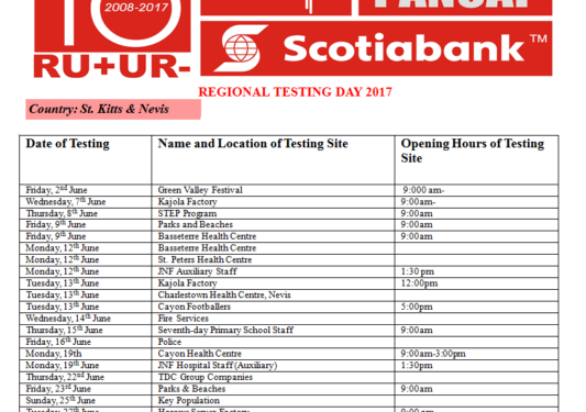 ST. KITTS AND NEVIS READY FOR “BIG DAY” OF HIV TESTING