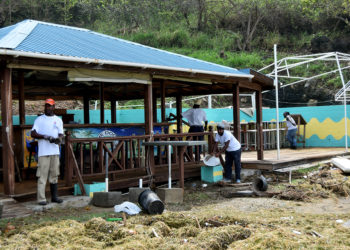 PROPRIETORS READYING THE FRIGATE BAY STRIP FOR BUSINESS AFTER HURRICANE MARIA