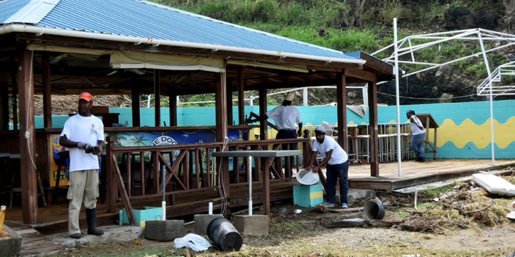 PROPRIETORS READYING THE FRIGATE BAY STRIP FOR BUSINESS AFTER HURRICANE MARIA
