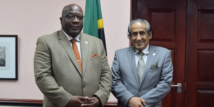 AMBASSADOR AL-SAHOUTI PAYS COURTESY CALL ON PRIME MINISTER HARRIS