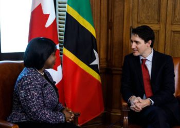High Commissioner Sherry Tross presents letters of introduction to Canadian Prime Minister Justin Trudeau