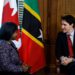 High Commissioner Sherry Tross presents letters of introduction to Canadian Prime Minister Justin Trudeau