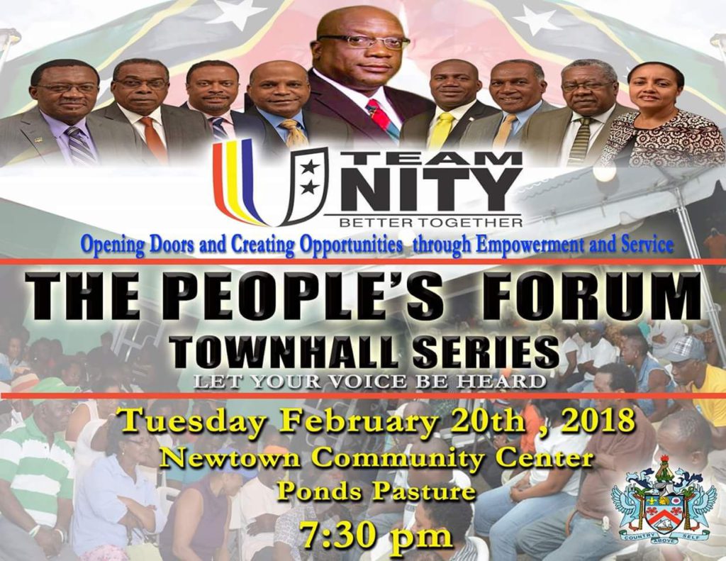 GOVERNMENT OF ST. KITTS AND NEVIS TO KICK OFF TOWN HALL SERIES TUESDAY, FEBRUARY 20, IN NEWTOWN