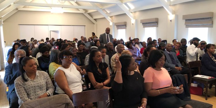 MORE THAN 200 NATIONALS ATTEND TOWN HALL MEETING WITH PM HARRIS AND PREMIER BRANTLEY IN LONDON