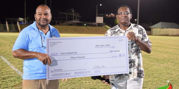 MINISTER HAMILTON DONATES $15,000 TO FLOW 4G CAYON ROCKETS TO PARTICIPATE IN CONCACAF CHAMPIONSHIP IN DOMINICAN REPUBLIC