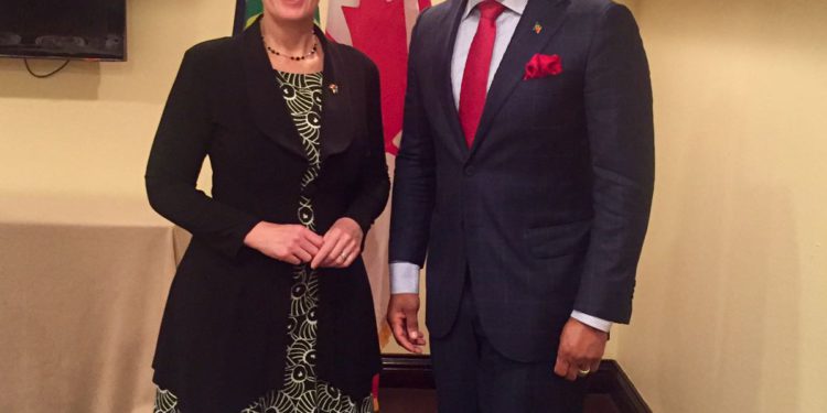 Minister Mark Brantley Engages with Canada’s Minister of International Cooperation and La Francophonie in the margins of COFCOR