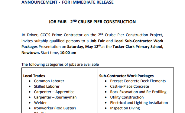 Job Fair – 2nd Cruise Pier Construction – May 12, 2018