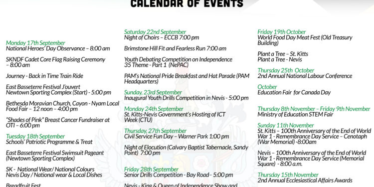 OFFICIAL CALENDAR OF ACTIVITIES FOR CELEBRATION OF INDEPENDENCE 35