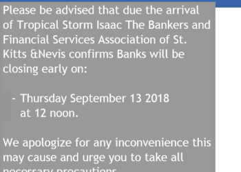 Community Notice : Closure of The Bankers and Financial Services Association of St. Kitts &Nevis