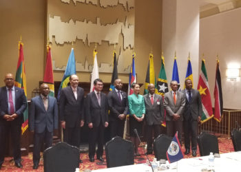 Foreign Minister Mark Brantley engages Foreign Minister of Japan, Tarō Kōno