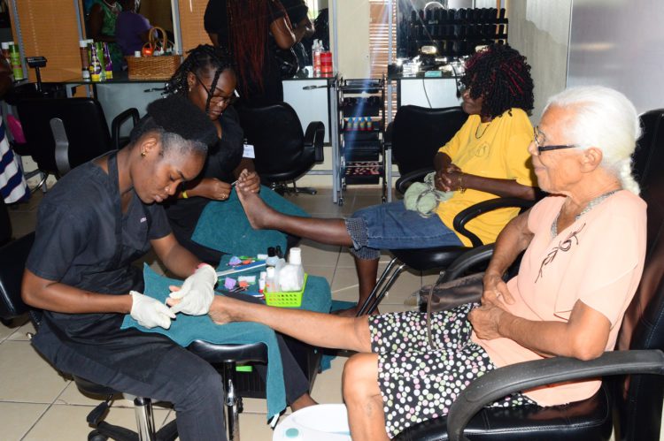 OLDER PERSONS IN ST. KITTS TREATED TO A SPA DAY OF PAMPERING AT AVEC SCHOOL OF COSMETOLOGY
