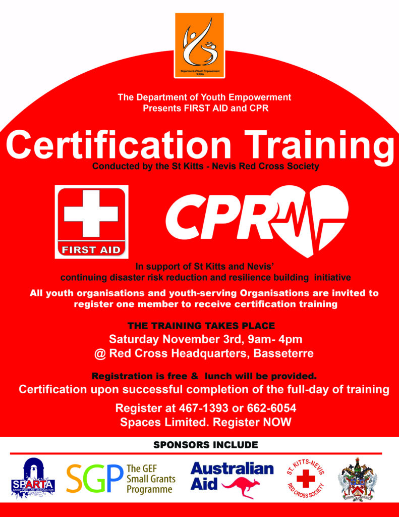 First Aid and CPR Training Poster SKNIS