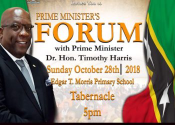 THE PRIME MINISTER’S FORUM SET FOR SUNDAY, OCTOBER 28, 2018