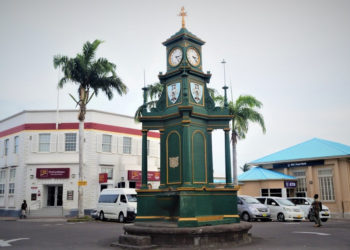 BERKELEY MEMORIAL CLOCK AT THE CIRCUS IN BASSETERRE TICKS AGAIN