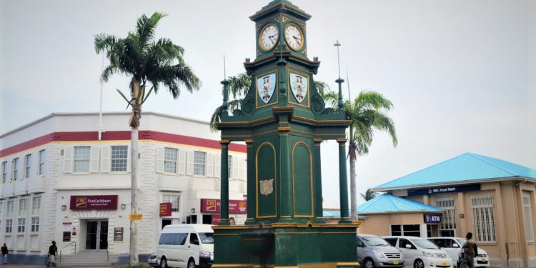 BERKELEY MEMORIAL CLOCK AT THE CIRCUS IN BASSETERRE TICKS AGAIN