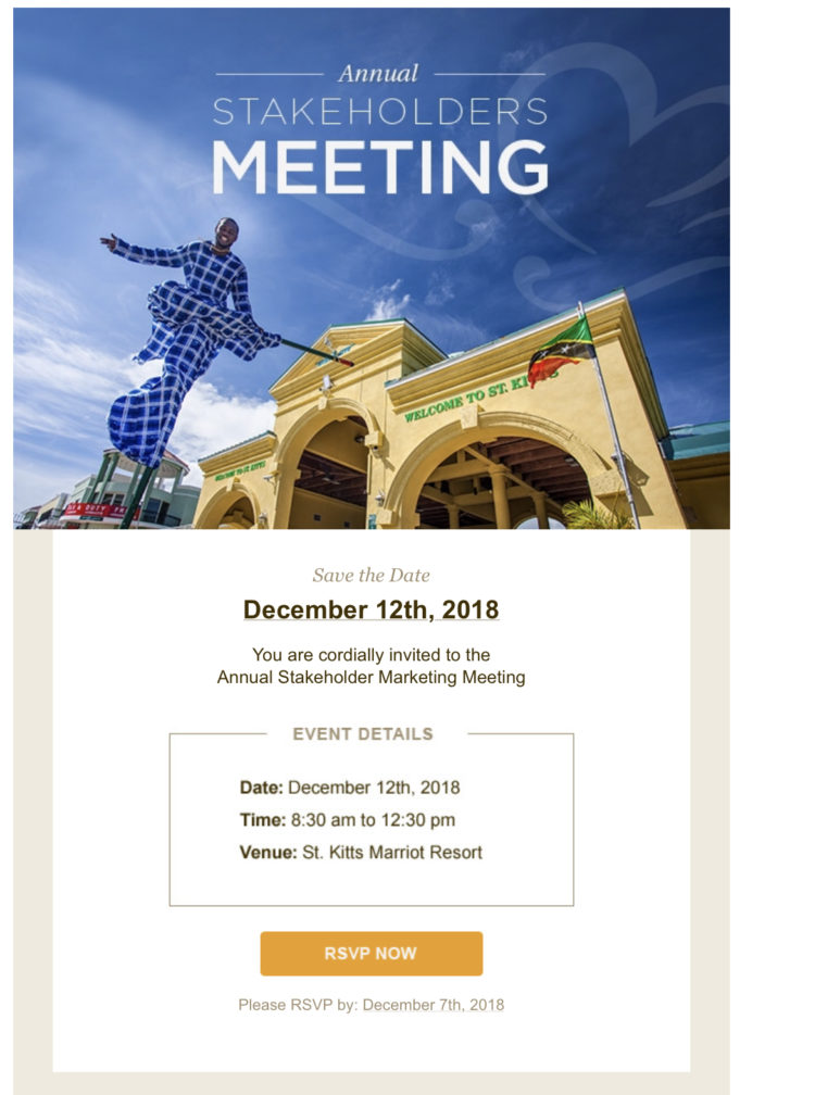 RSVP Now to St. Kitts Annual Stakeholder Marketing Meeting