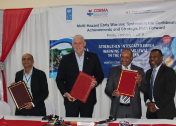 Historical signing of commitment statements by Caribbean countries to strengthen early warning systems