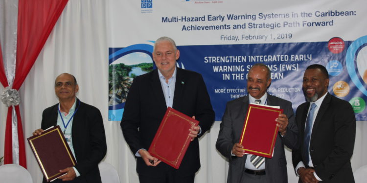 Historical signing of commitment statements by Caribbean countries to strengthen early warning systems