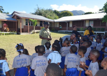 OFFICERS ENCOURAGE SANDY POINT YOUTH TO PRACTICE GOOD BEHAVIOUR