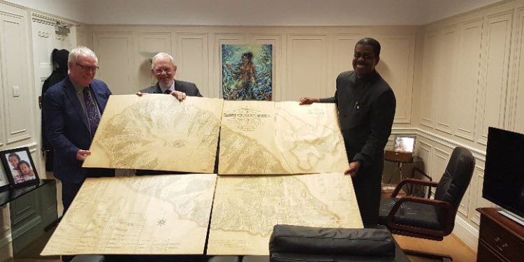 HIGH COMMISSIONER ISAAC ACCEPTS 1828 MAP OF ST. KITTS