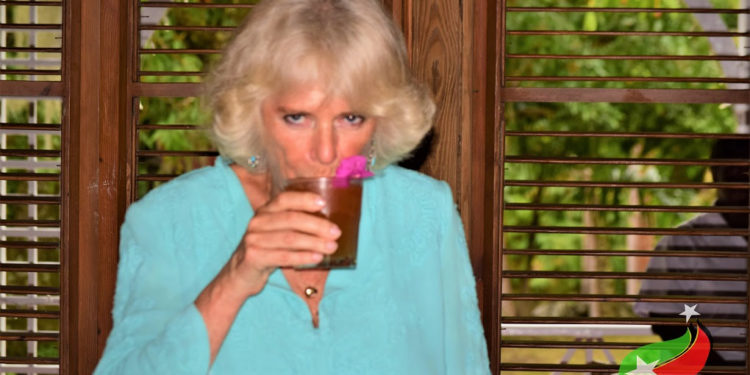 THE DUCHESS OF CORNWALL TREATED TO ROYAL RUM PUNCH AT THE HERMITAGE PLANTATION INN IN NEVIS
