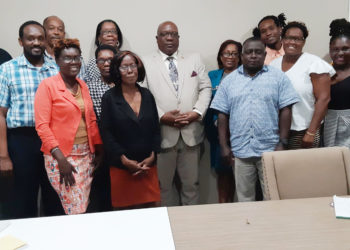 Prime Minister Harris meets staff at Government Printery