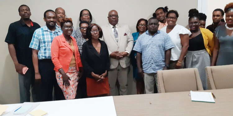 Prime Minister Harris meets staff at Government Printery