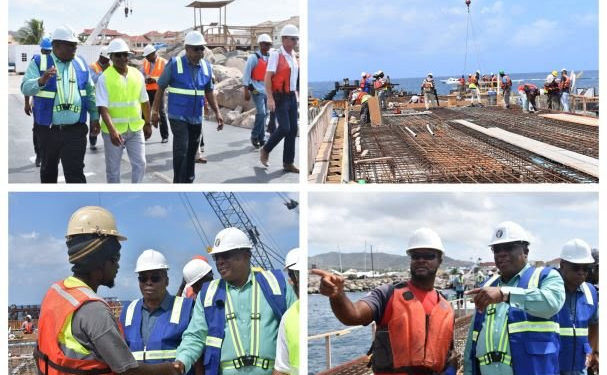 GOVERNMENT MINISTERS HIGHLY IMPRESSED AS CONSTRUCTION ON ST. KITTS’ SECOND CRUISE PIER 60 PERCENT COMPLETED