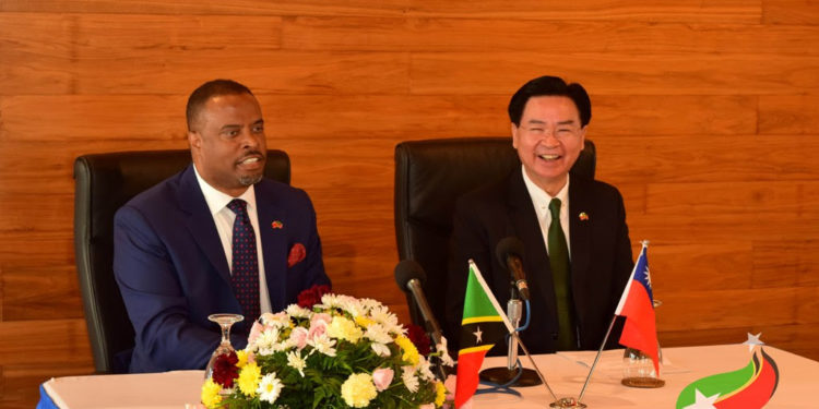 The Honourable Mark Brantley (left), Minister of Foreign Affairs and Aviation His Excellency and (H.E.) Jaushieh Joseph Wu, Taiwan’s Minister of Foreign Affairs.