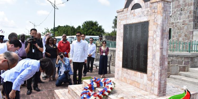 PRESIDENT OF THE REPUBLIC OF CHINA (TAIWAN), HER EXCELLENCY DR. TSAI ING-WEN, LAYS WREATH AT CHRISTENA MEMORIAL IN CHARLESTOWN