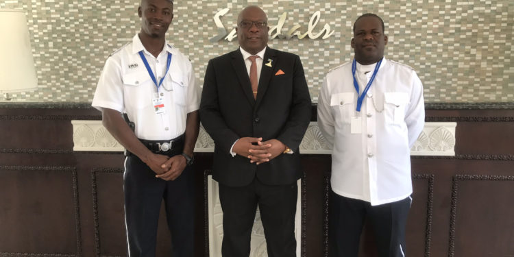 PM HARRIS CONGRATULATES CONSTABLES GRIFFIN AND MICKLE FOR REPRESENTING  ST. KITTS-NEVIS AND ITS POLICE FORCE VERY WELL AT CARICOM MEETING