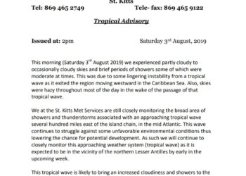 Tropical Advisory (2pm Saturday 3rd August 2019)