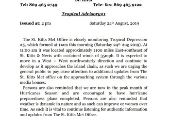 Tropical Advisory #1
