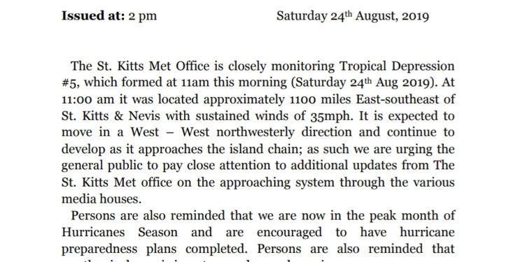 Tropical Advisory #1