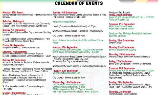 INDEPENDENCE 36 OFFICIAL CALENDAR OF ACTIVITIES RELEASED