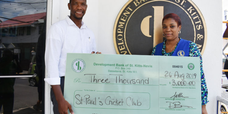 Development Bank contributes to St. Paul’s Cricket Club’s efforts to keep children off streets