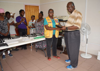 St. Kitts (Basseterre) Lions Club gifts braille items and white canes to St. Kitts Society for the Blind