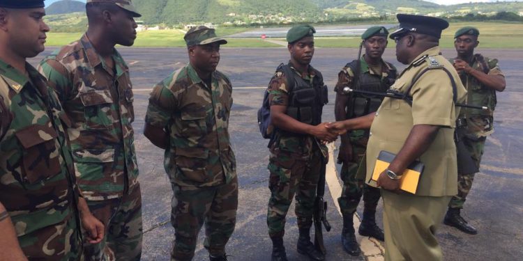 POLICE OFFICERS AND SOLDIERS LEAVE FOR DOMINICA AS PART OF RSS PEACEKEEPING MISSION