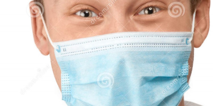 MEDICAL MASKS SHOULD BE WORN WITH COLOURED SECTION OUTWARDS