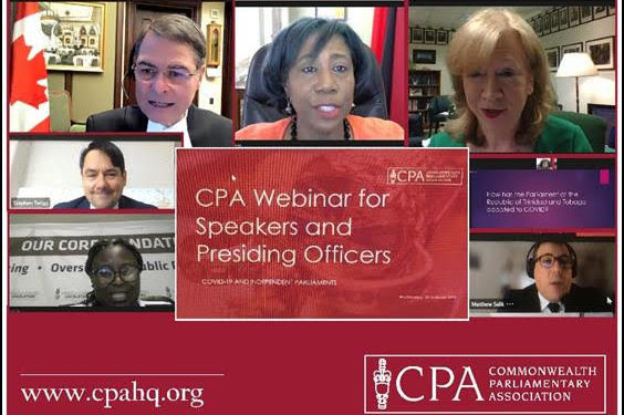Maintaining independent and effective Parliaments during COVID-19 pandemic is underlined by Commonwealth Speakers during CPA webinar for Presiding Officers