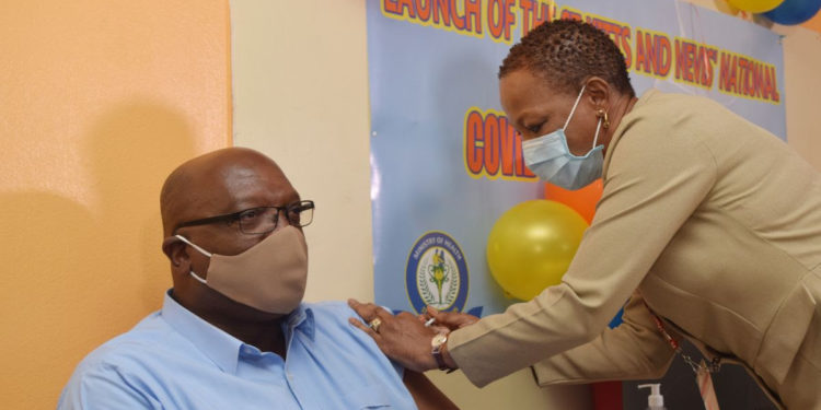LEADING BY EXAMPLE, PRIME MINISTER HARRIS AMONG FIRST TO TAKE COVID-19 VACCINE IN ST. KITTS AND NEVIS