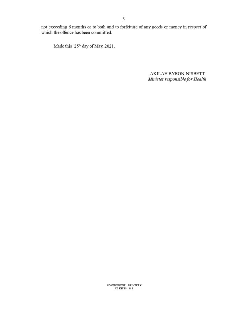 Public Health (Restriction of Movement) Regulations, 2021