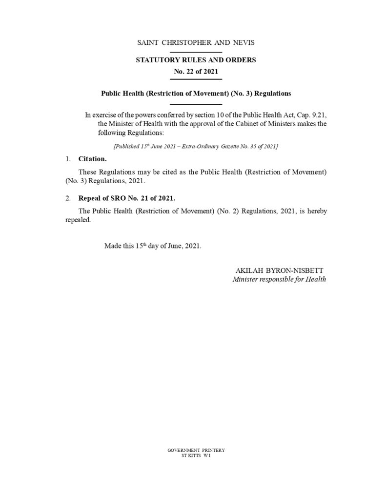 STATUTORY RULES AND ORDERS No. 22 of 2021