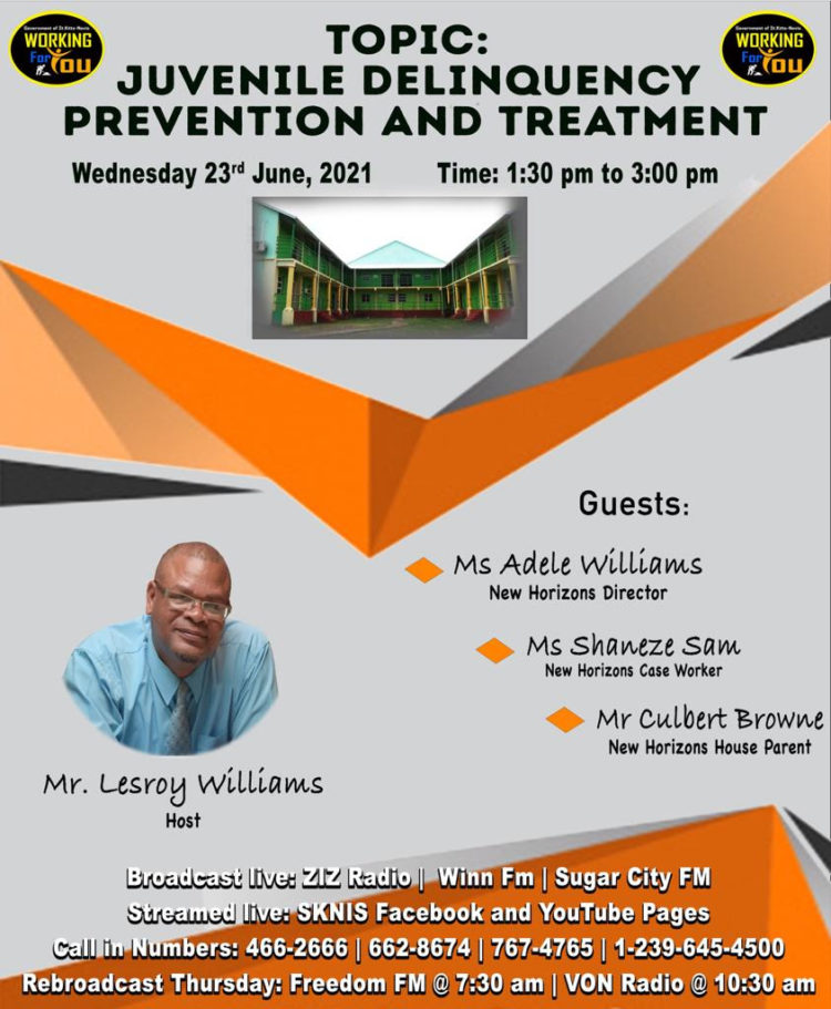 OFFICIALS FROM THE NEW HORIZONS JUVENILE REHABILITATION CENTER ARE SPECIAL GUESTS ON WORKING FOR YOU ON WEDNESDAY, JUNE 23