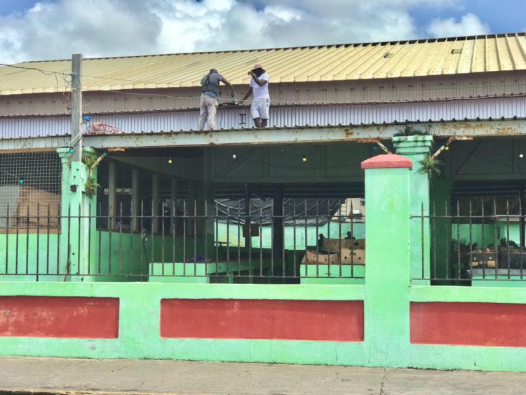 BASSETERRE PUBLIC MARKET ROOF REPAIRS UNDERWAY