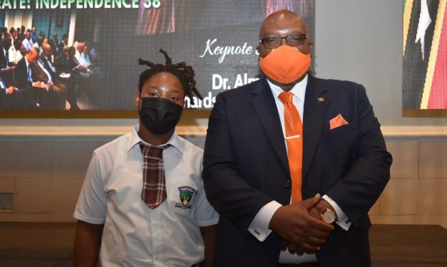 PRIME MINISTER HARRIS CONGRATULATES EMANI SAMUEL, INDEPENDENCE 38 THEME WINNER