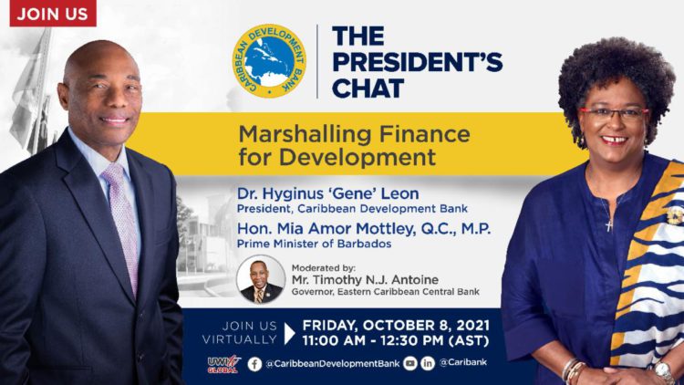 Barbados Prime Minister Hon. Mia Amor Mottley for upcoming edition of CDB President’s Chat, October 8, 2021, 11 AM AST